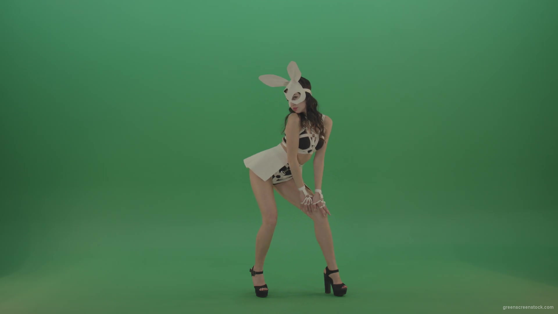 Sexy-posing-Bunny-Girl-dancing-Go-Go-Rabbit-Dance-over-Green-Screen-1920_007 Green Screen Stock