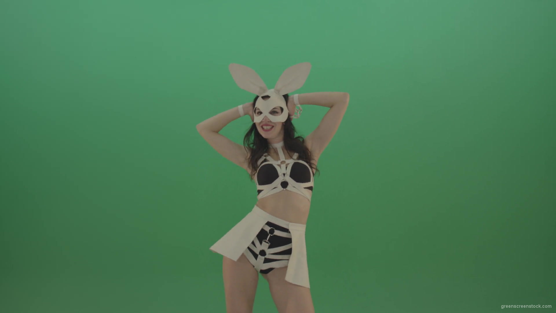 White-Rabbit-Girl-sexy-posing-dancing-in-bunny-style-over-Green-Screen-1920_004 Green Screen Stock