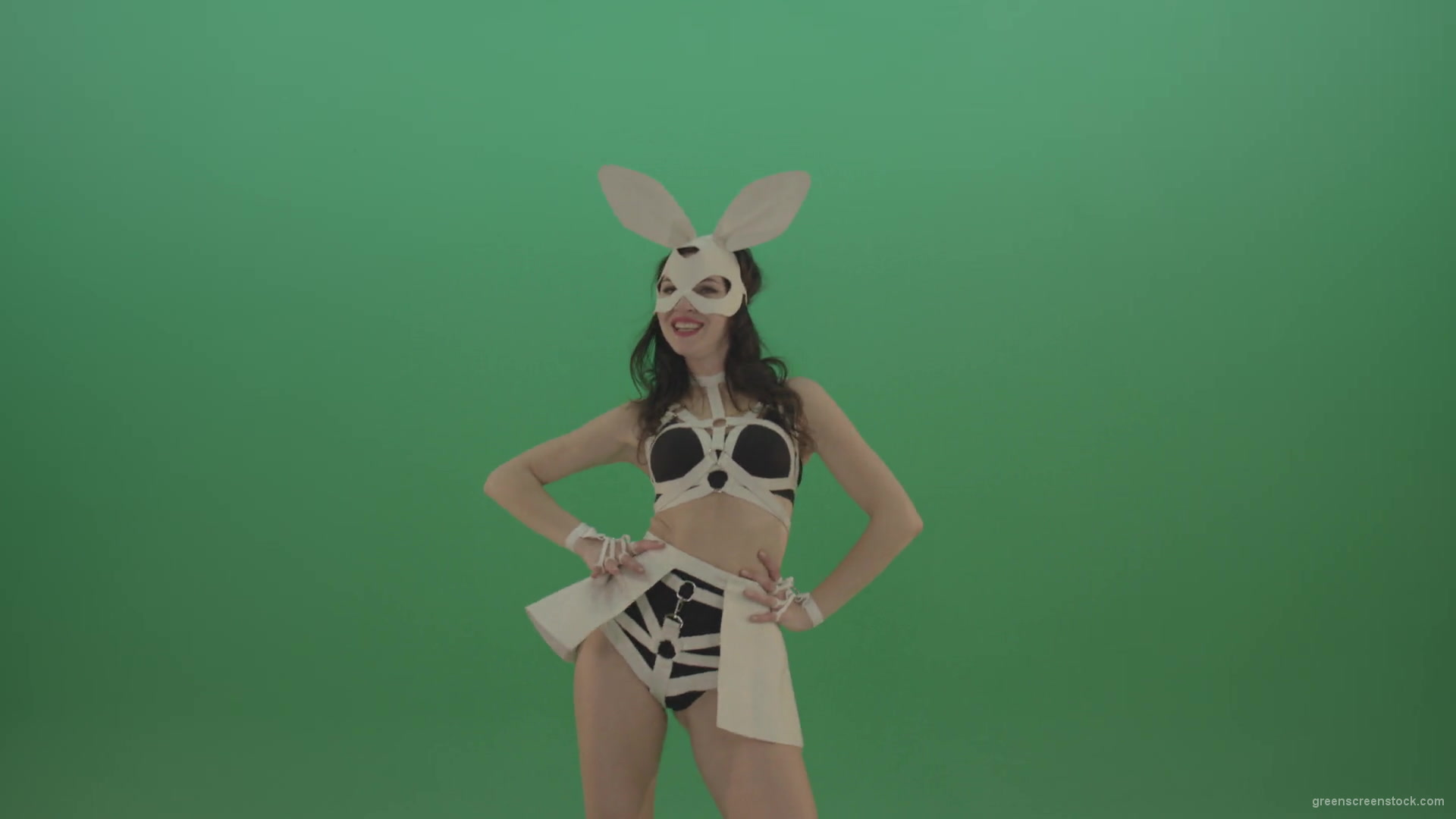 White-Rabbit-Girl-sexy-posing-dancing-in-bunny-style-over-Green-Screen-1920_007 Green Screen Stock