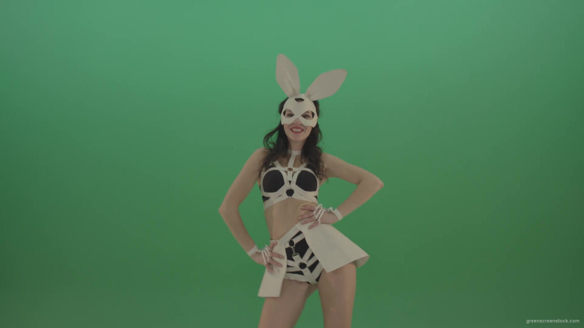 White-Rabbit-Girl-sexy-posing-dancing-in-bunny-style-over-Green-Screen-1920_008 Green Screen Stock