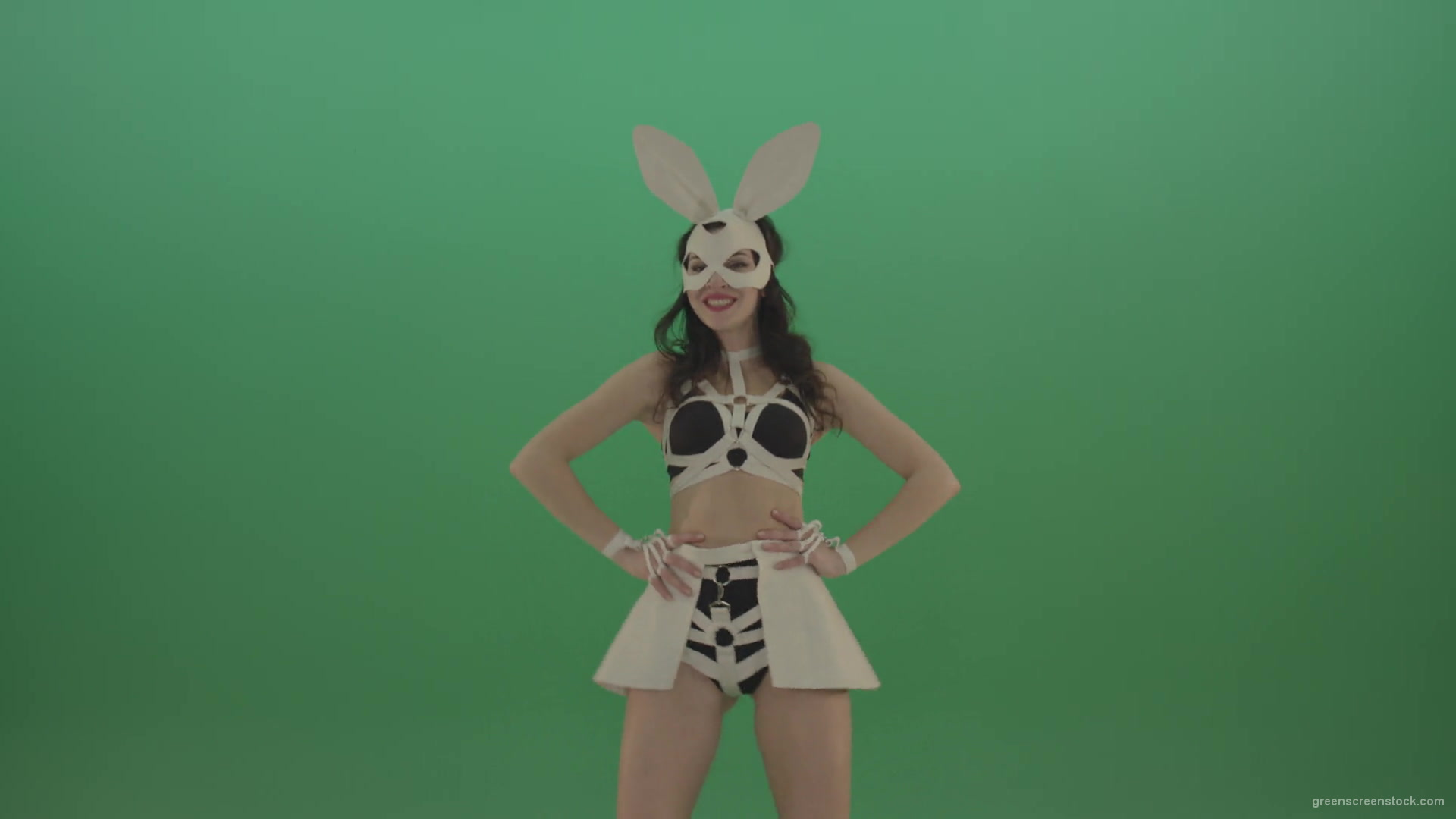 White-Rabbit-Girl-sexy-posing-dancing-in-bunny-style-over-Green-Screen-1920_009 Green Screen Stock