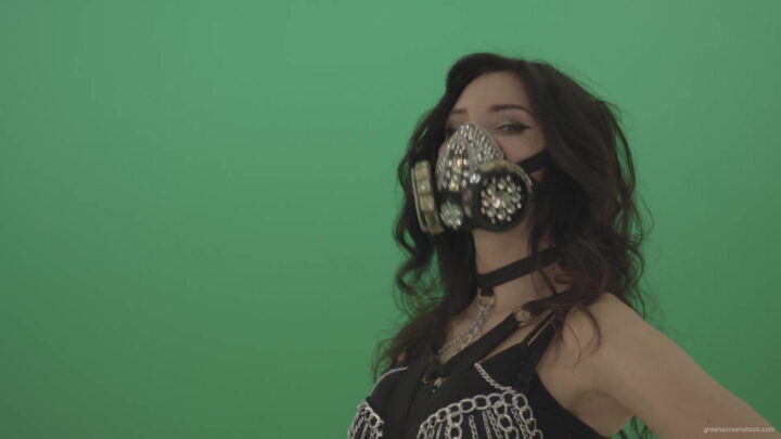 vj video background Black-hair-girl-in-diamond-fashion-mask-moving-head-on-chromakey-1920_003