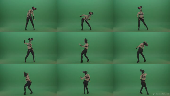 Girl-quickly-dances-in-the-style-of-Mickey-Mouse-on-the-sides-of-a-sexy-costume-on-green-screen-1920 Green Screen Stock