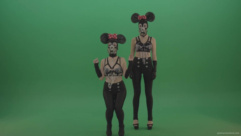 vj video background Girls-in-mouse-costume-have-fun-on-green-screen-1920_003