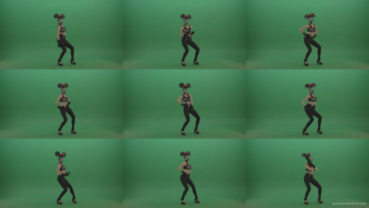 Sexy-dancing-mouse-girl-slowly-dance-in-mask-on-green-screen-1920 Green Screen Stock