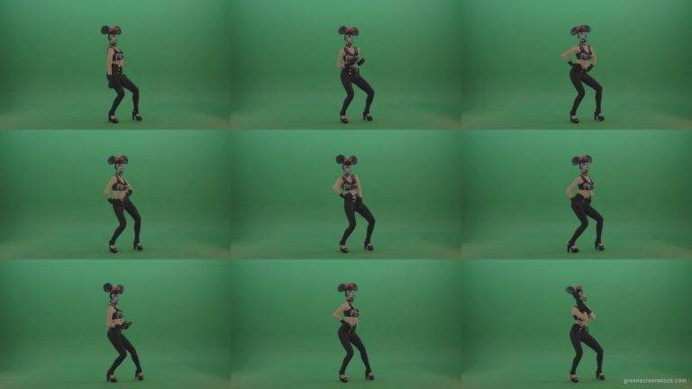 Sexy-dancing-mouse-girl-slowly-dance-in-mask-on-green-screen-1920 Green Screen Stock