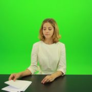 vj video background Blonde-shy-jury-gives-two-2-points-mark-Full-HD-Green-Screen-Video-Footage_003