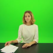 Blonde-shy-jury-gives-two-2-points-mark-Full-HD-Green-Screen-Video-Footage_004 Green Screen Stock
