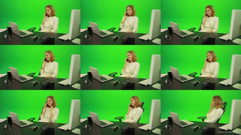 Laughing-Business-Woman-is-Talking-on-the-Phone-Green-Screen-Footage Green Screen Stock
