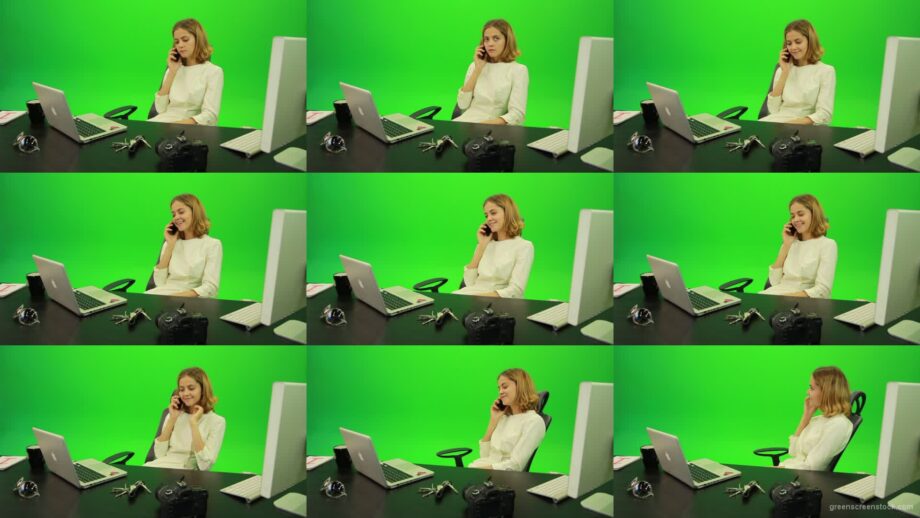 Laughing-Business-Woman-is-Talking-on-the-Phone-Green-Screen-Footage Green Screen Stock