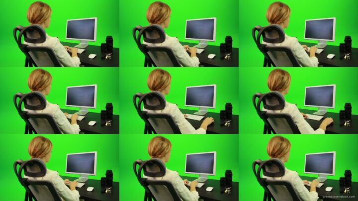 Woman-Working-on-the-Computer-5-Green-Screen-Footage Green Screen Stock