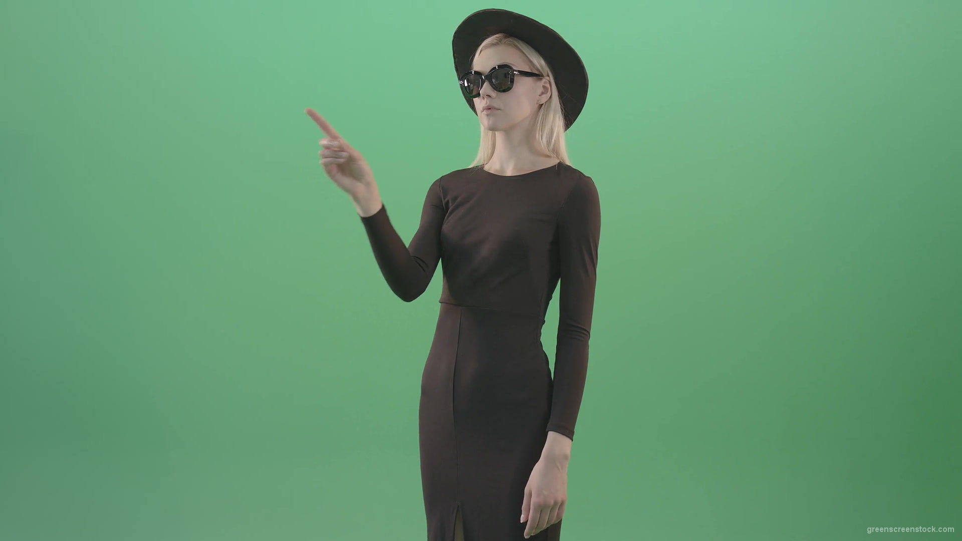Awesome-beautiful-luxury-women-in-black-dress-shopping-virtual-products-on-touch-screen-4K-Green-Screen-Video-Footage-1920_002 Green Screen Stock