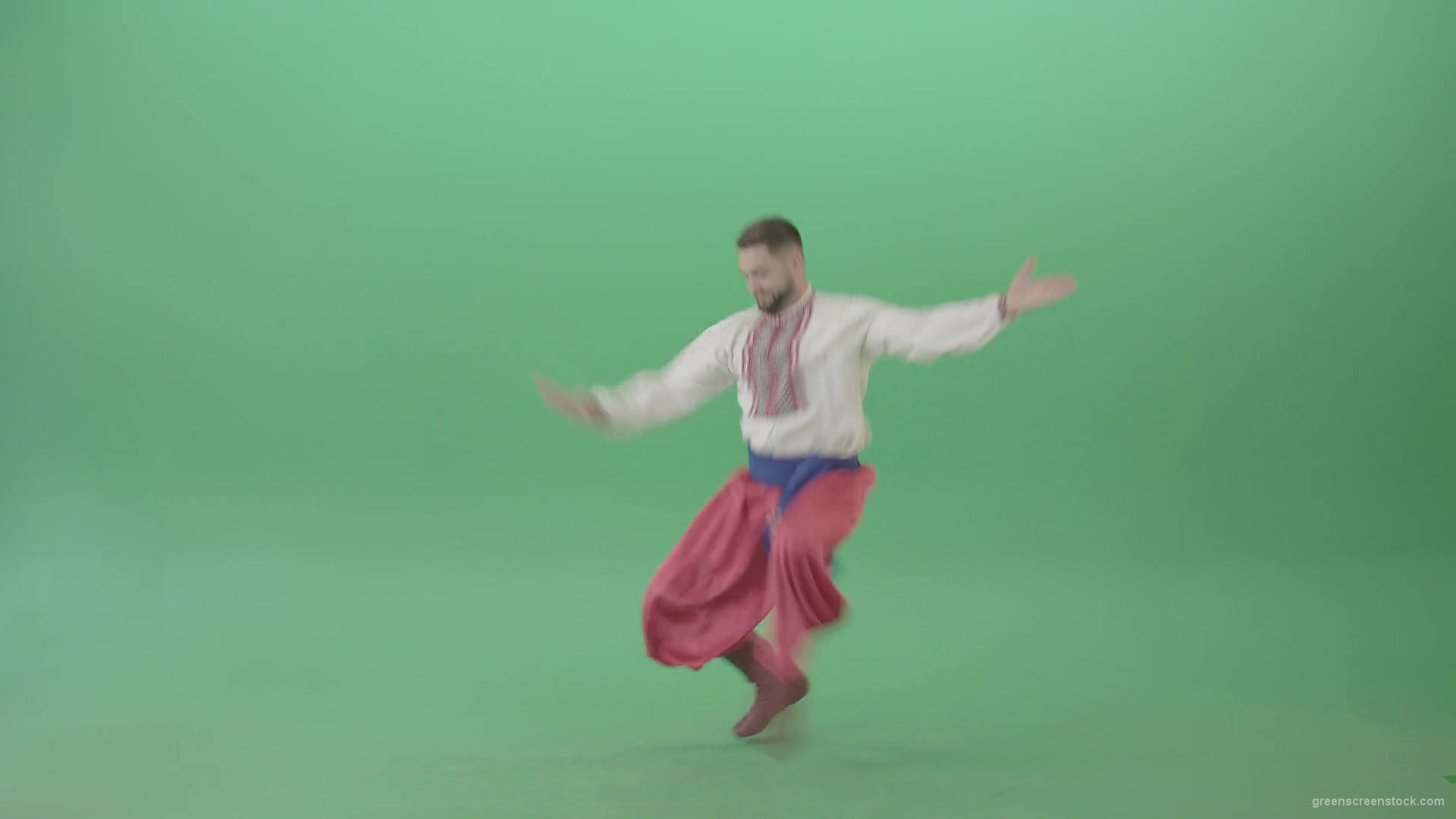 Cossack-Dance-Hopak-by-Ukrainian-Man-isolated-on-Green-Screen-4K-Video-Footage-1920_006 Green Screen Stock