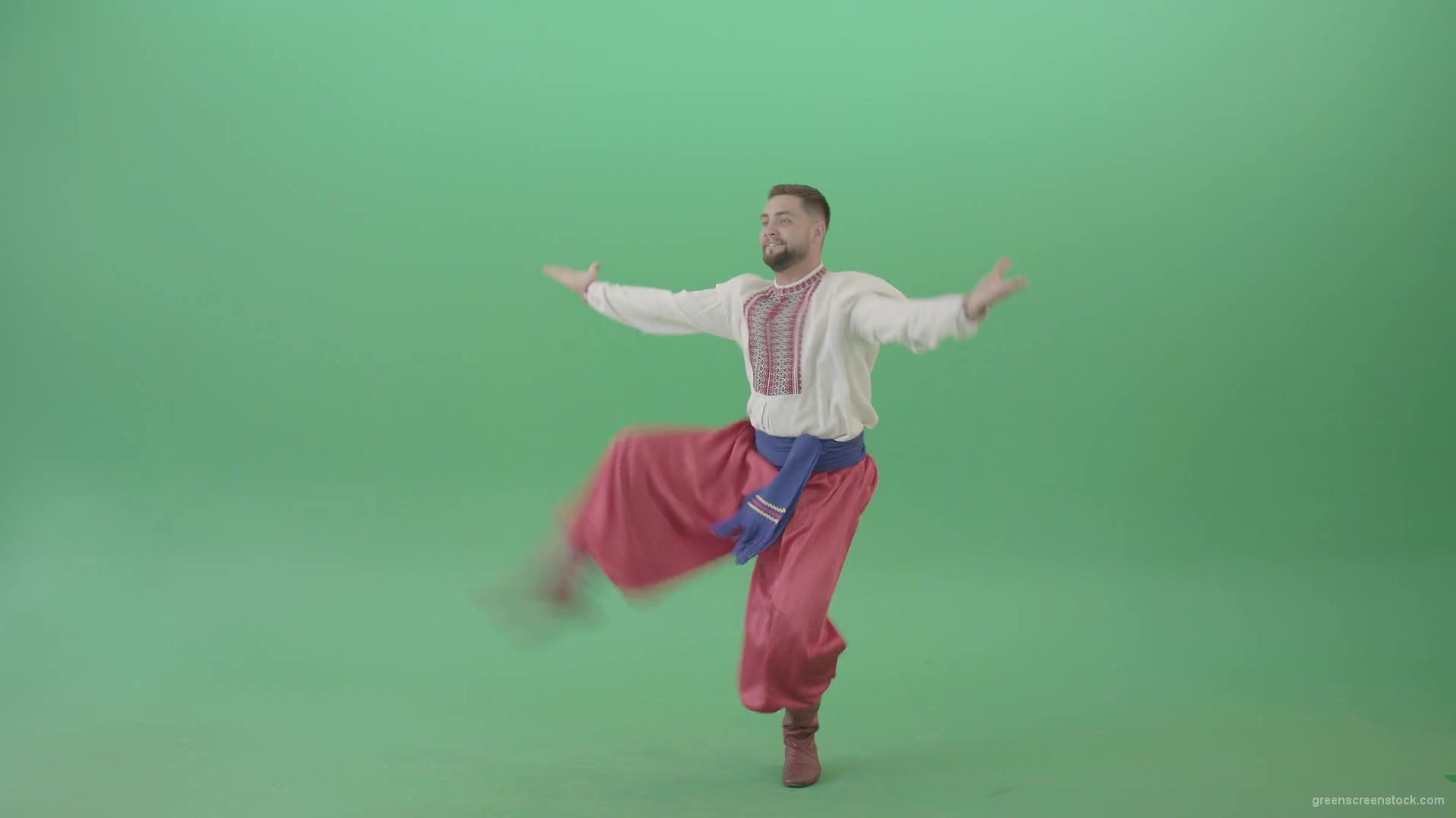 Cossack-Dance-Hopak-by-Ukrainian-Man-isolated-on-Green-Screen-4K-Video-Footage-1920_008 Green Screen Stock