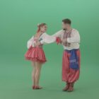 Ukraine people in folk costume dancing on green screen