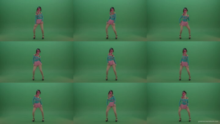 Fetish-Go-Go-Girl-dancing-in-pink-gas-mask-over-green-screen-4K-Video-Footage-1920 Green Screen Stock