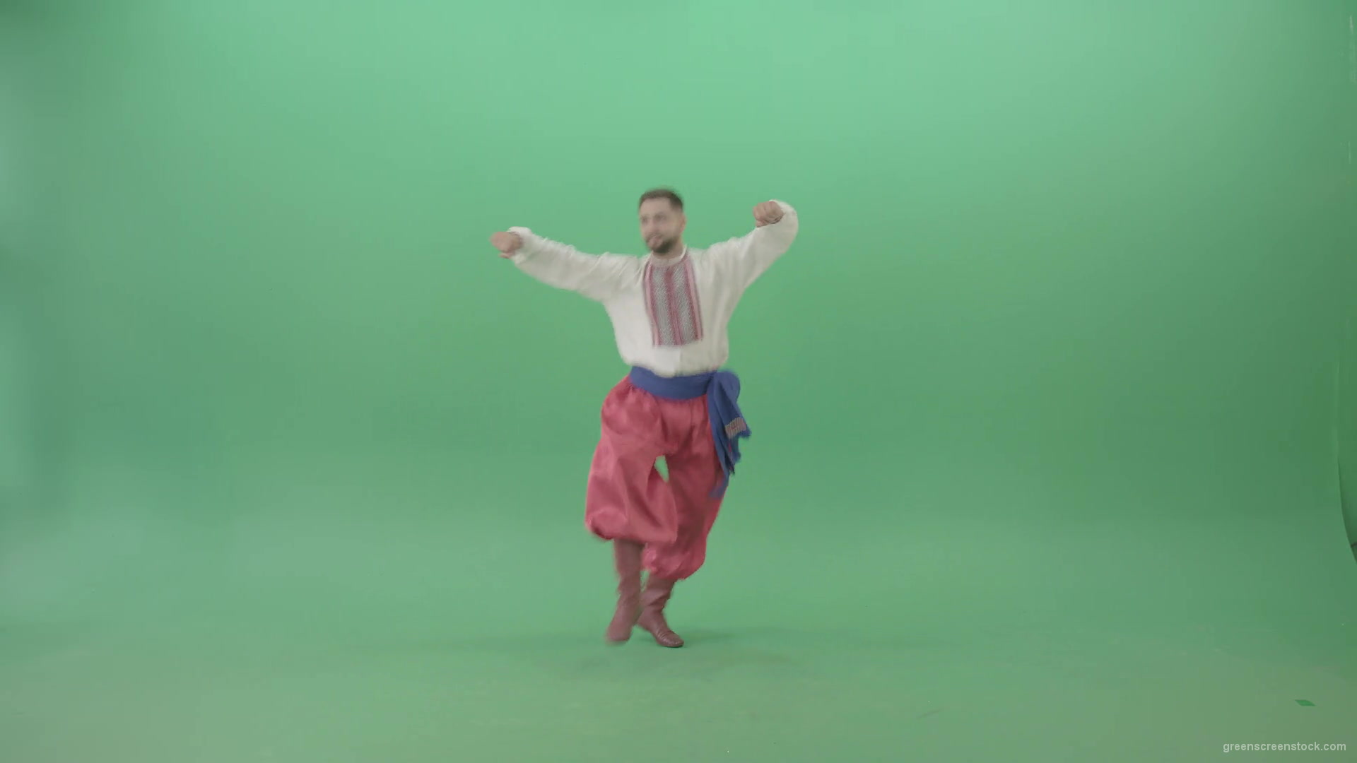 Folk-Stage-Ethno-dance-Hopak-by-Kozak-from-Ukraine-isolated-on-Green-Background-1920_002 Green Screen Stock