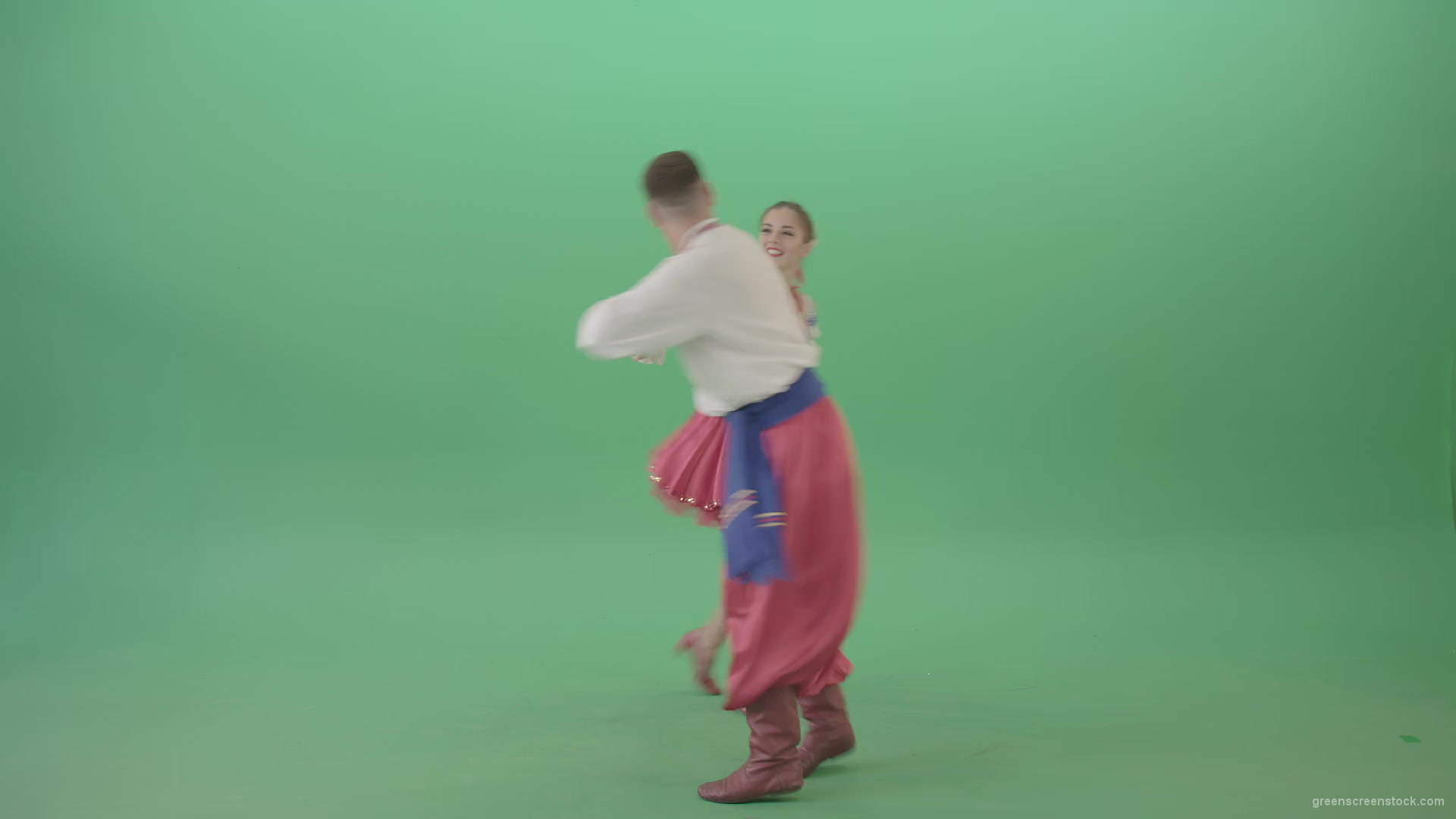 Folk-dance-Polka-in-Ukraine-national-dacing-couple-isolated-on-Green-Screen-4K-Video-Footage-1920_002 Green Screen Stock