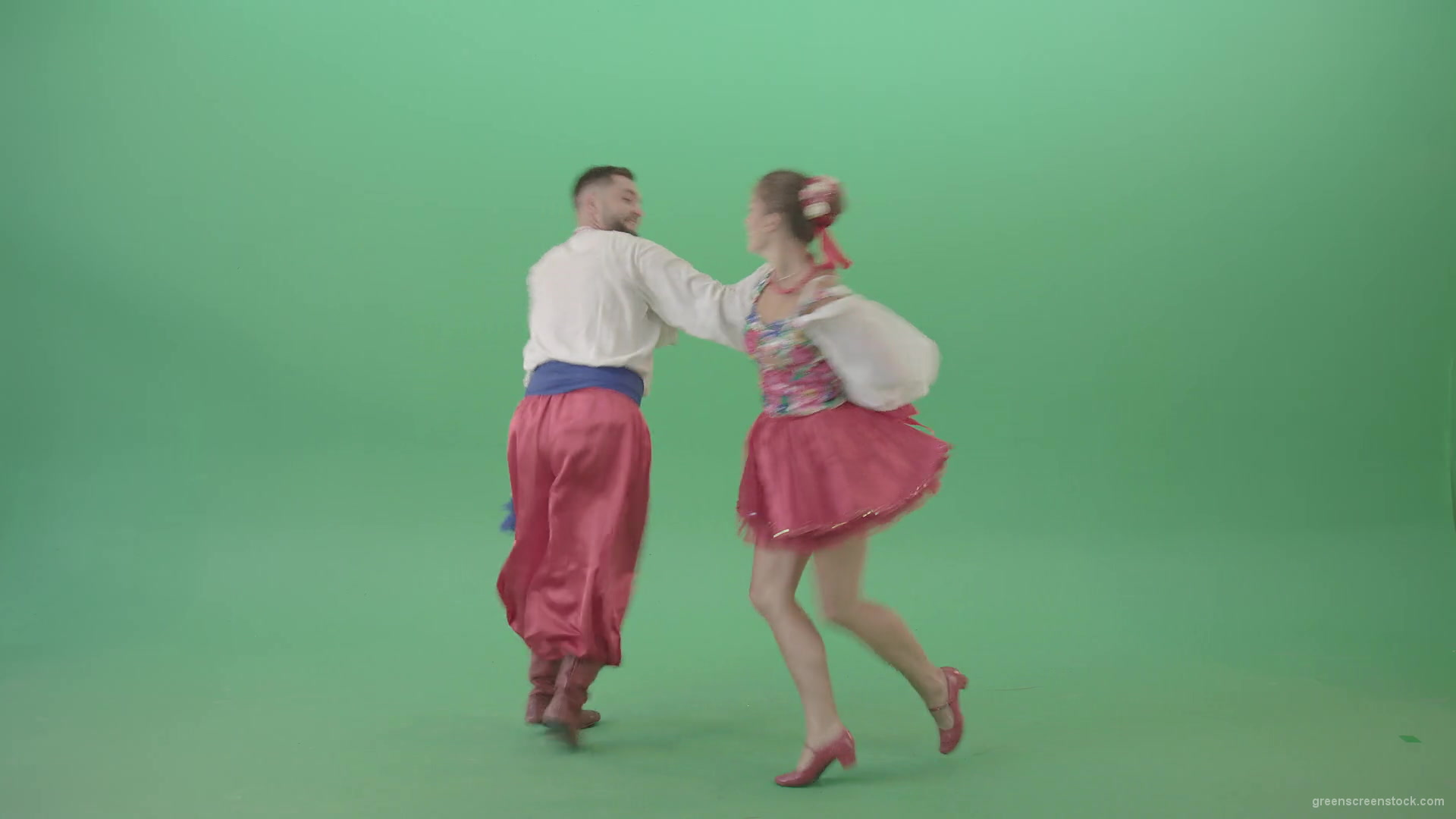Folk-dance-Polka-in-Ukraine-national-dacing-couple-isolated-on-Green-Screen-4K-Video-Footage-1920_004 Green Screen Stock
