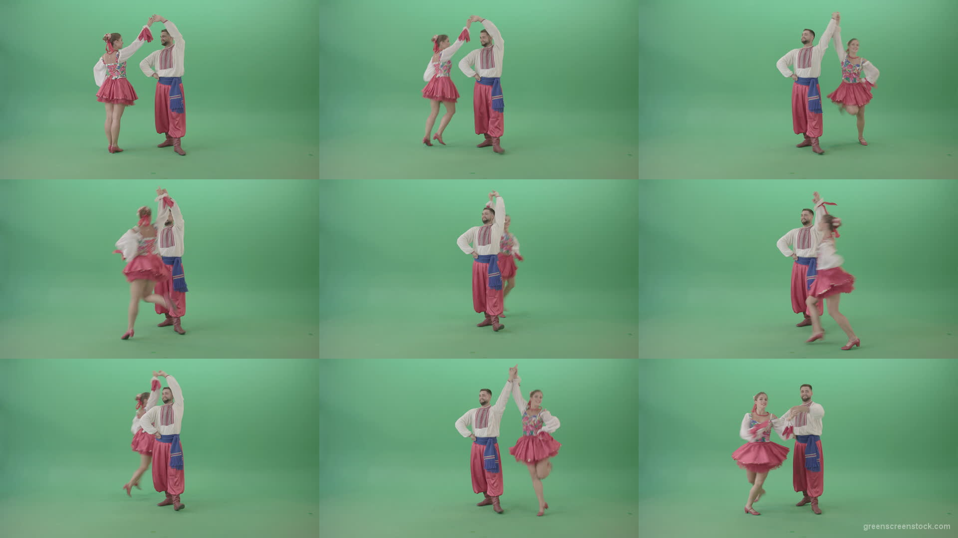 Folk-ethno-ukraine-dancing-boy-and-girl-isolated-on-green-screen-30-fps-4K-Video-Footage-1920 Green Screen Stock