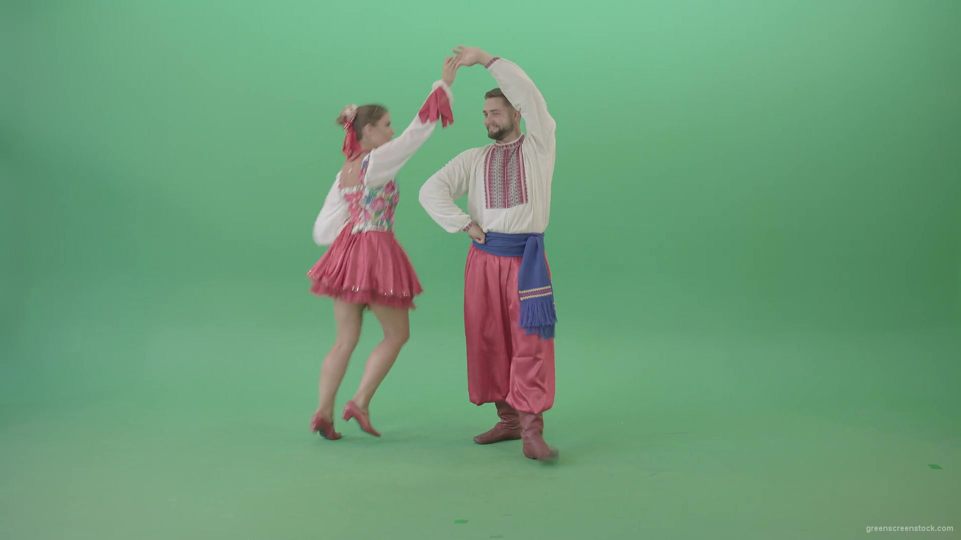 Folk-ethno-ukraine-dancing-boy-and-girl-isolated-on-green-screen-30-fps-4K-Video-Footage-1920_002 Green Screen Stock