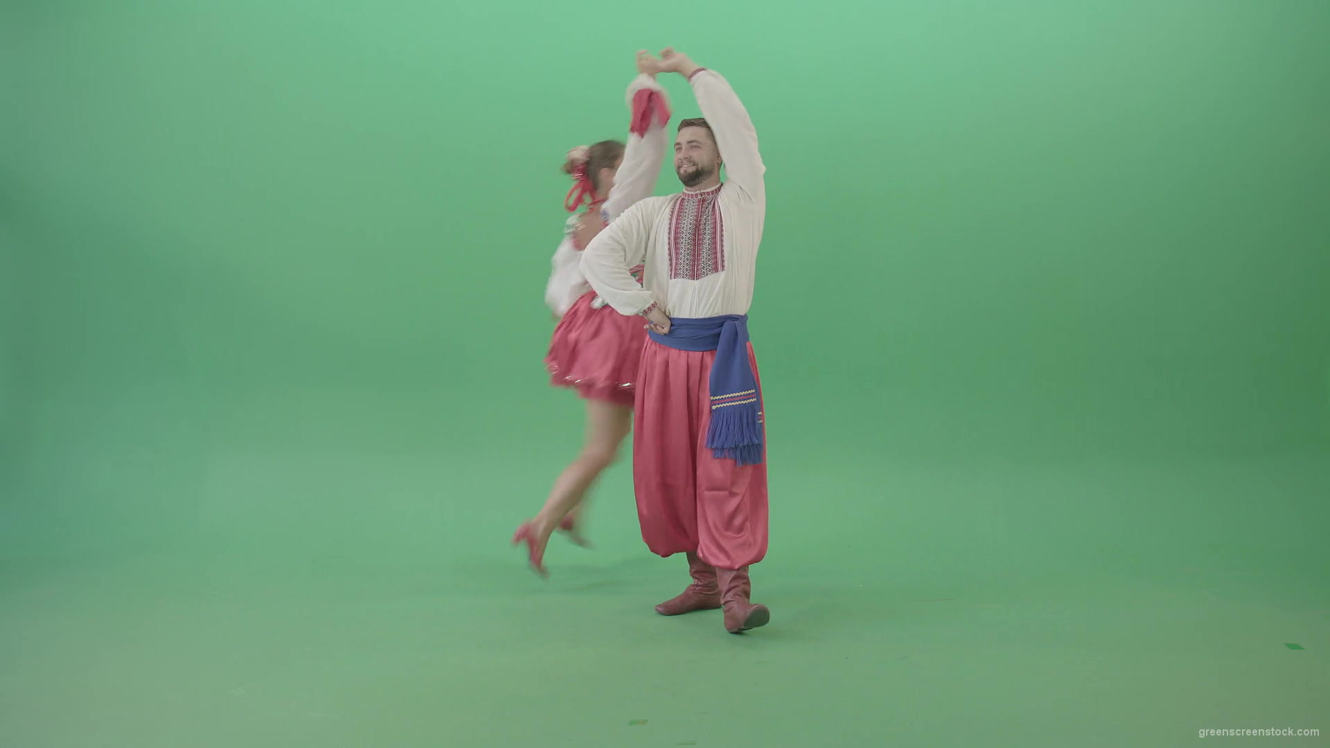 Folk-ethno-ukraine-dancing-boy-and-girl-isolated-on-green-screen-30-fps-4K-Video-Footage-1920_007 Green Screen Stock