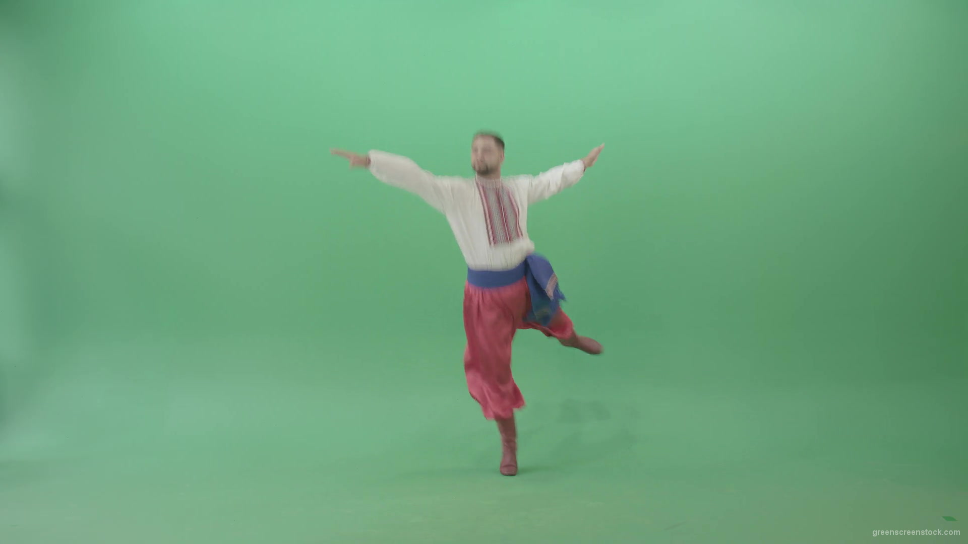 Folk-national-social-dancing-cossack-dance-Hopak-isolated-on-green-screen-1920_005 Green Screen Stock
