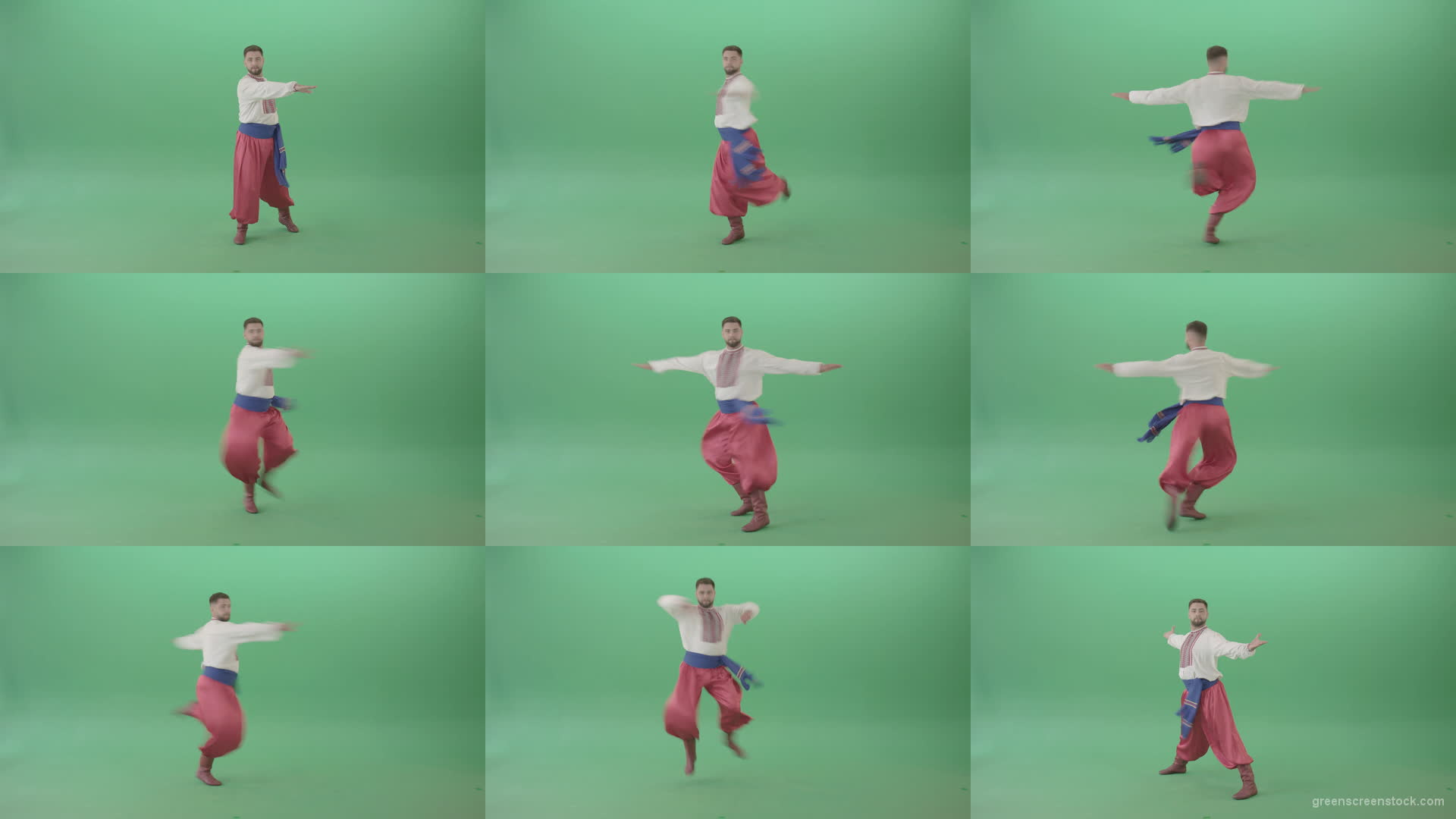 Folk-social-ethno-ukraine-dance-by-UA-Cossack-isolated-on-Green-Screen-4K-Video-Footage-1920 Green Screen Stock