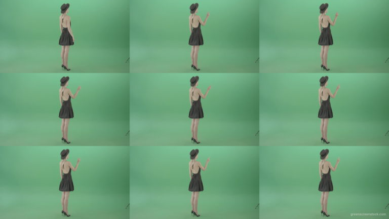 Full-size-fashion-girl-looking-virtual-products-on-touch-green-screen-4K-Video-Footage-1920 Green Screen Stock