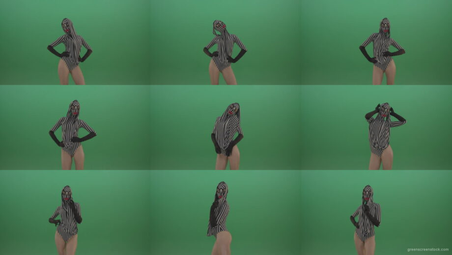 Girl-in-strip-dance-costume-and-big-lipps-posing-and-dancing-on-green-screen-1920 Green Screen Stock