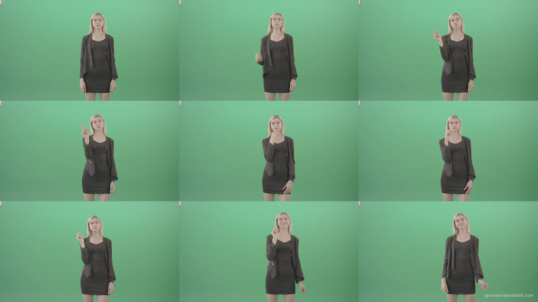 Girl-searching-in-internet-virtual-shopping-on-touch-screen-on-green-background-4K-Video-Footage-1920 Green Screen Stock