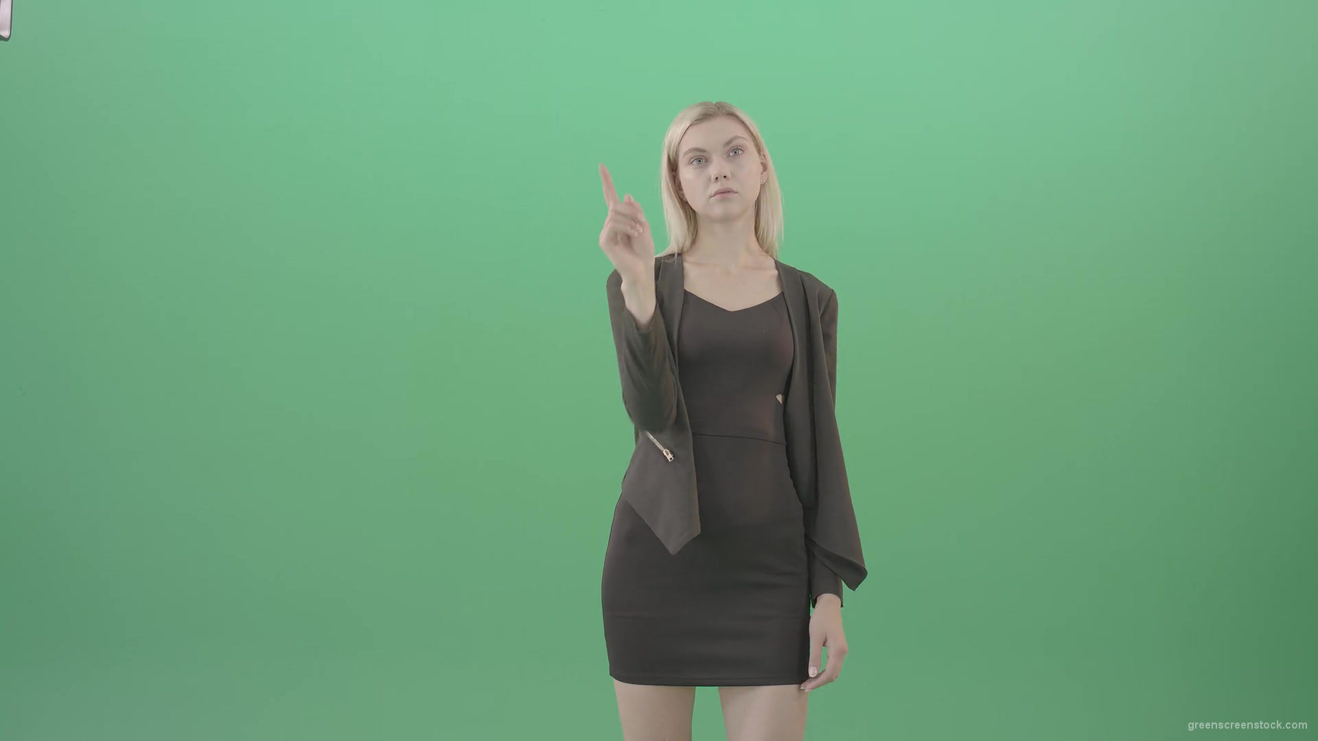Girl-searching-in-internet-virtual-shopping-on-touch-screen-on-green-background-4K-Video-Footage-1920_004 Green Screen Stock