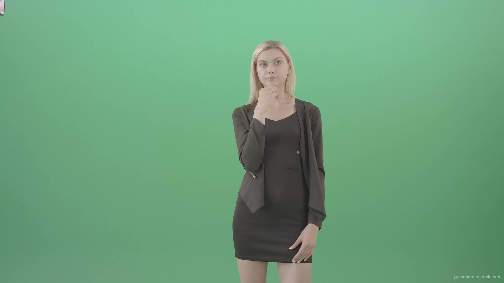 Girl-searching-in-internet-virtual-shopping-on-touch-screen-on-green-background-4K-Video-Footage-1920_005 Green Screen Stock