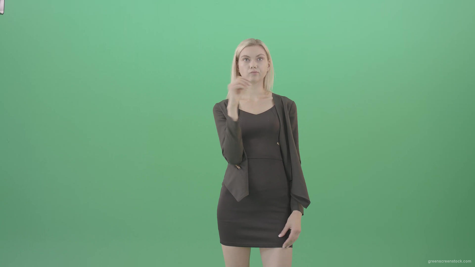 Girl-searching-in-internet-virtual-shopping-on-touch-screen-on-green-background-4K-Video-Footage-1920_006 Green Screen Stock