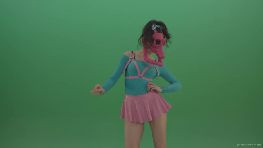 vj video background Go-Go-Dancing-Woman-in-Pink-Gas-Mask-sexy-moving-on-green-screen-4K-Video-Footage-1920_003