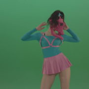 Go-Go-Dancing-Woman-in-Pink-Gas-Mask-sexy-moving-on-green-screen-4K-Video-Footage-1920_005 Green Screen Stock