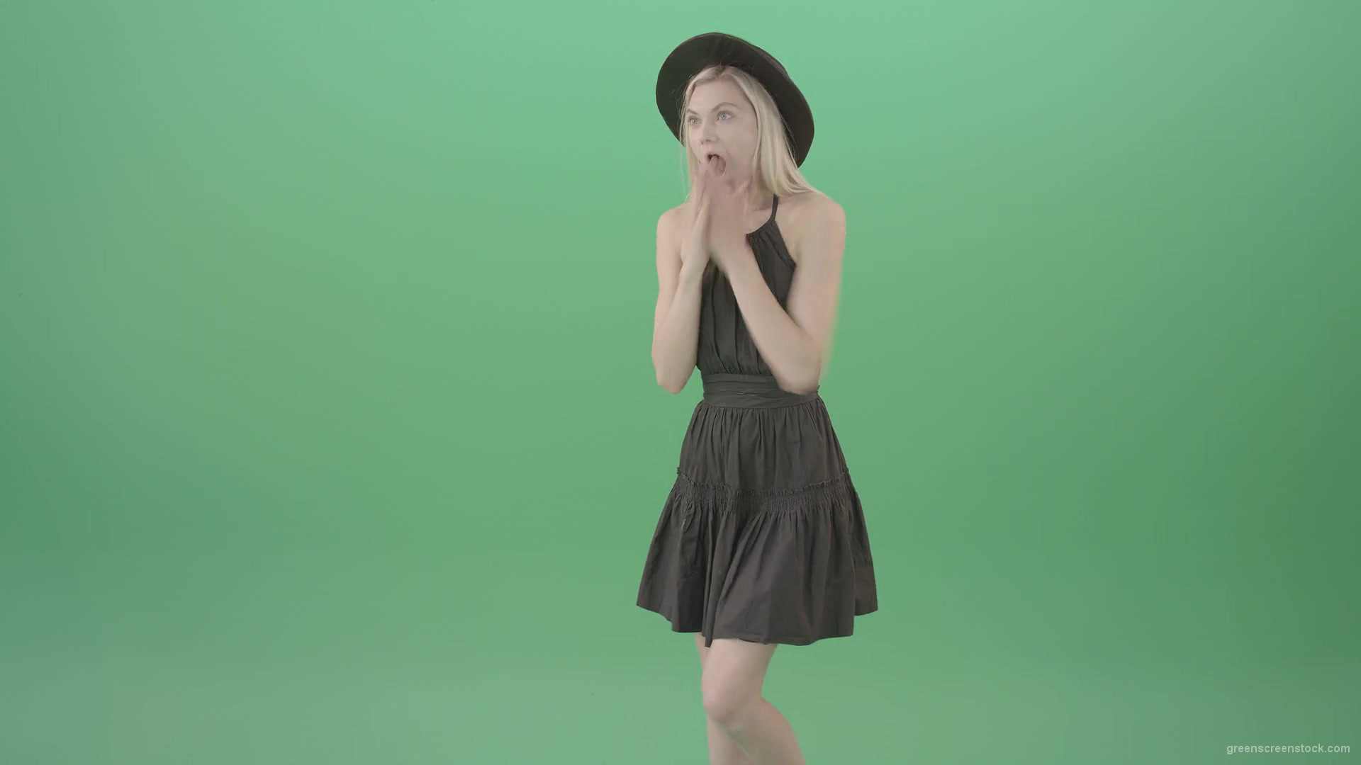 Happy-wow-effect-blonde-girl-slides-products-on-internet-on-touch-screen-4K-Green-Screen-Video-Footage-1920_006 Green Screen Stock