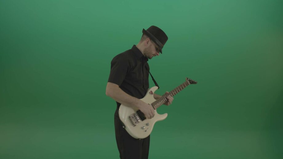 Horro-Guitar-music-player-hardrock-man-on-Green-Screen-Video-Footage-4K