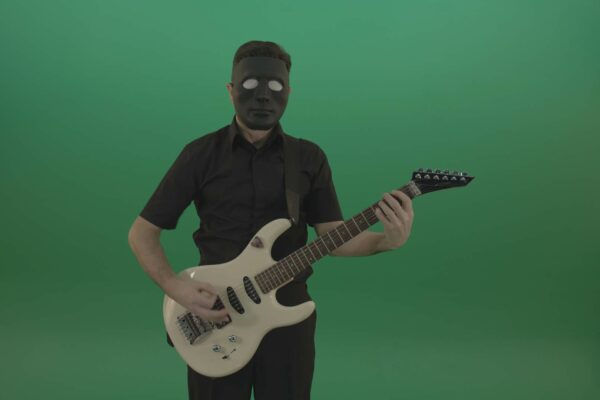 hardrock man guitar player on green screen