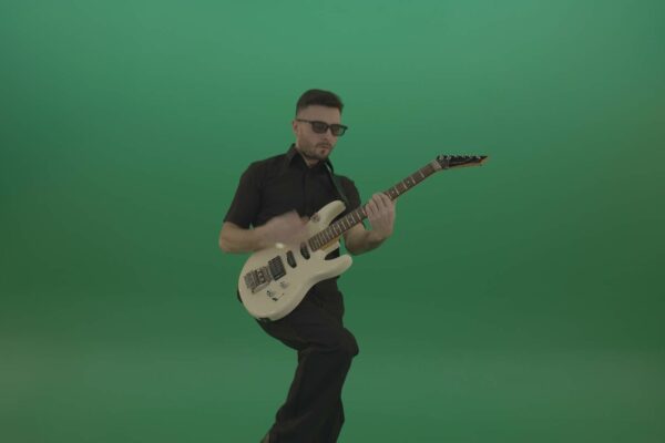 hardrock man guitar player on green screen
