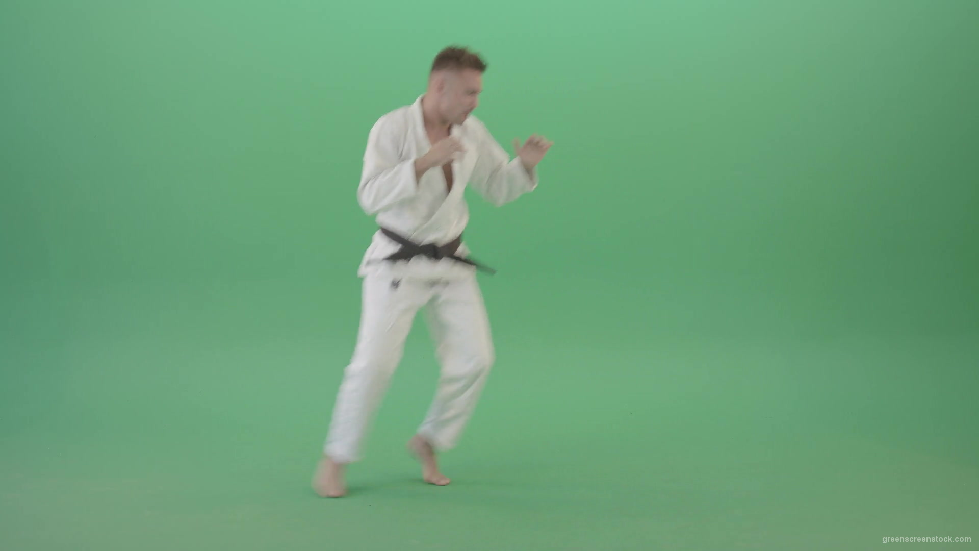 Jujutsu-Man-trianing-to-fight-combat-isolated-on-green-screen-1920_004 Green Screen Stock