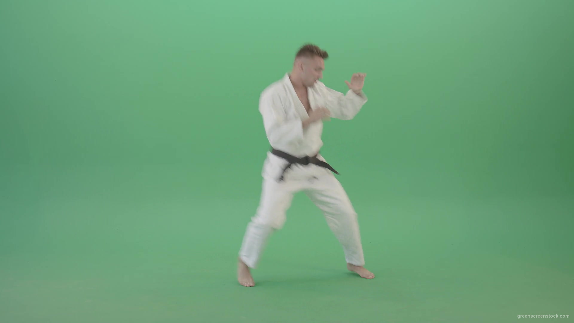 Jujutsu-Man-trianing-to-fight-combat-isolated-on-green-screen-1920_005 Green Screen Stock