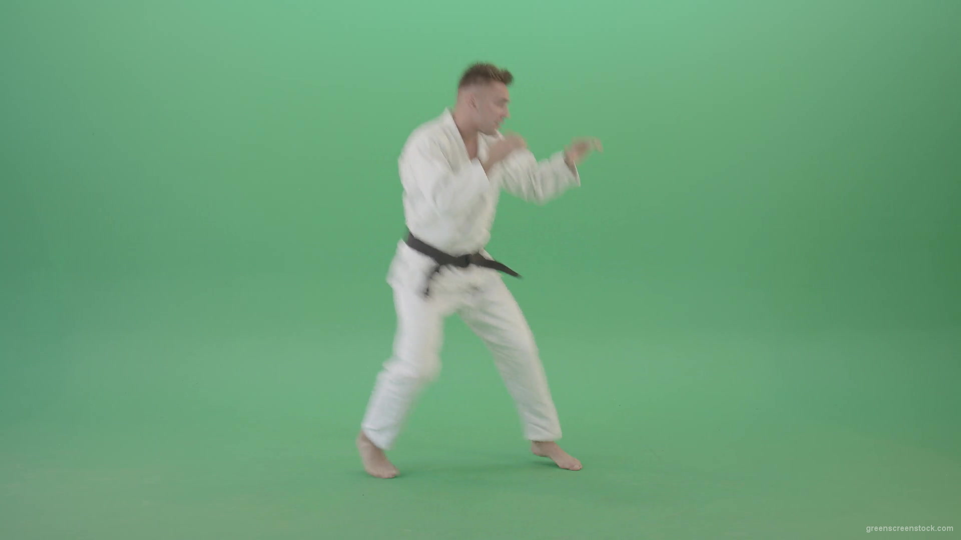 Jujutsu-Man-trianing-to-fight-combat-isolated-on-green-screen-1920_009 Green Screen Stock
