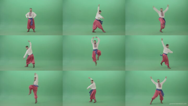 Jumping-ukrainian-man-dance-folk-Hopak-isolated-on-Green-Screen-4K-Video-Footage-1920 Green Screen Stock