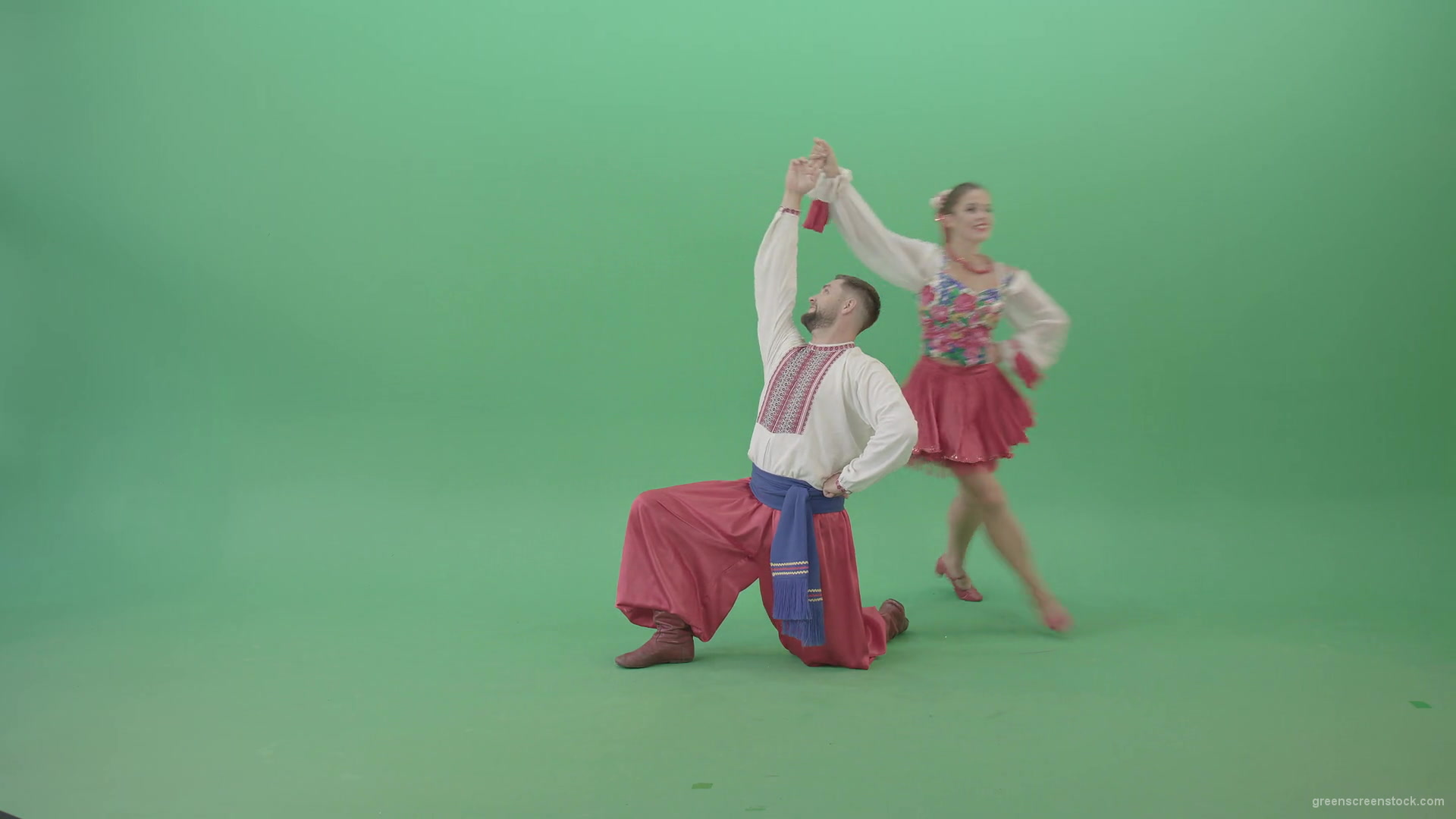 Kozak-Ukraine-dancing-girl-and-boy-isolated-on-Green-Screen-4K-Video-Footage-1920_005 Green Screen Stock
