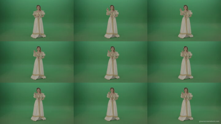 On-touch-screen-girl-is-happy-with-the-flipping-pages-isolated-on-chromakey-background-1920 Green Screen Stock