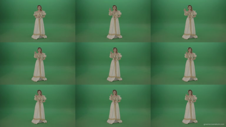 On-touch-screen-girl-is-happy-with-the-flipping-pages-isolated-on-chromakey-background-1920 Green Screen Stock