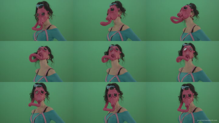 Pink-head-in-Gas-Mask-moving-Go-Go-Dance-isolated-on-green-screen-4K-Video-Footage-1920 Green Screen Stock