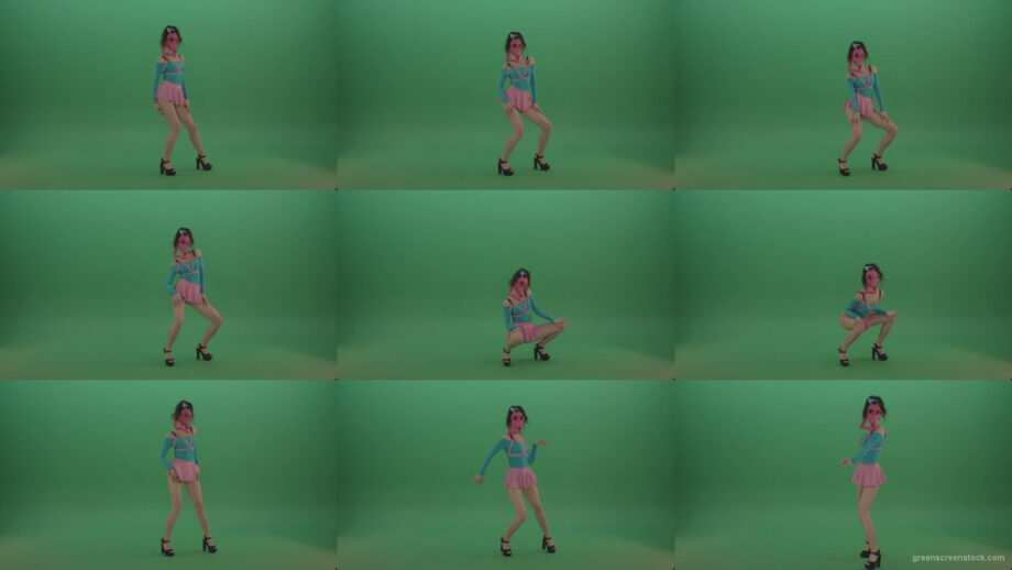 Rave-Go-Go-Dancing-girl-in-gas-mask-play-on-Green-Screen-4K-Video-Footage-1920 Green Screen Stock
