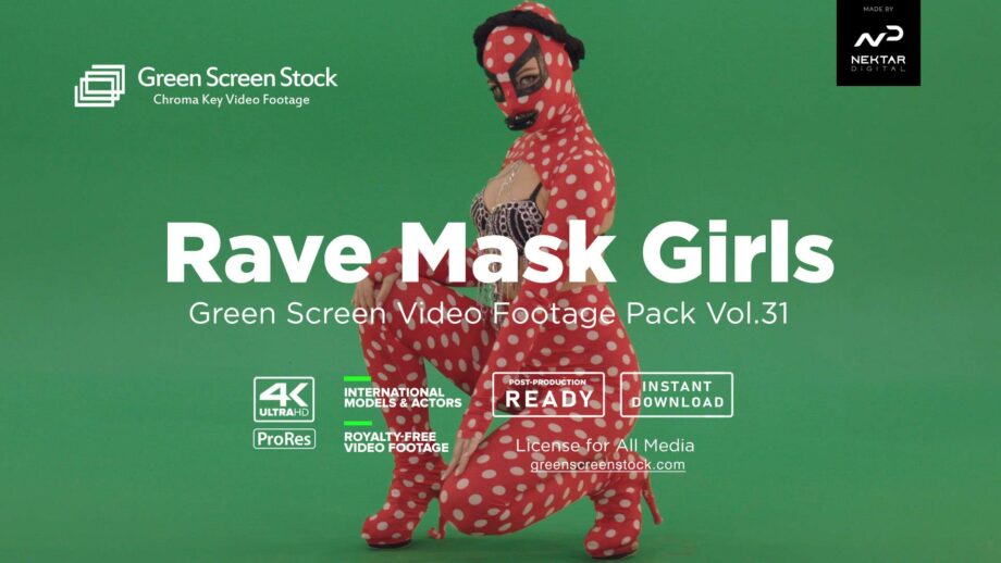 rave mask girls green screen video footage